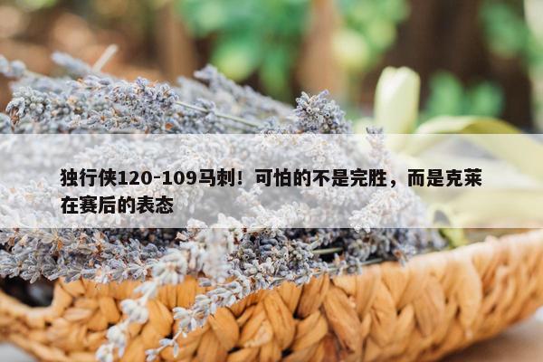 独行侠120-109马刺！可怕的不是完胜，而是克莱在赛后的表态