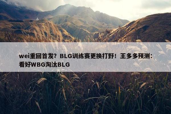 wei重回首发？BLG训练赛更换打野！王多多预测：看好WBG淘汰BLG