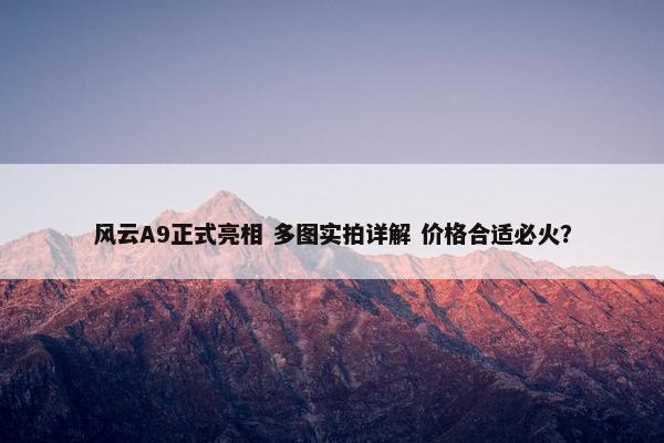 风云A9正式亮相 多图实拍详解 价格合适必火？