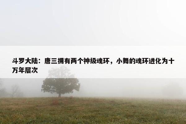 斗罗大陆：唐三拥有两个神级魂环，小舞的魂环进化为十万年层次