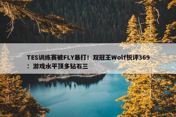 TES训练赛被FLY暴打！双冠王Wolf锐评369：游戏水平顶多钻石三