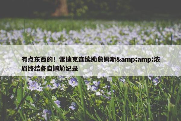 有点东西的！雷迪克连续助詹姆斯&amp;浓眉终结各自尴尬纪录