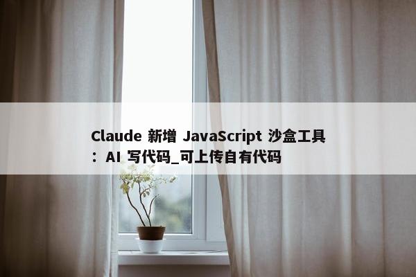 Claude 新增 JavaScript 沙盒工具：AI 写代码_可上传自有代码