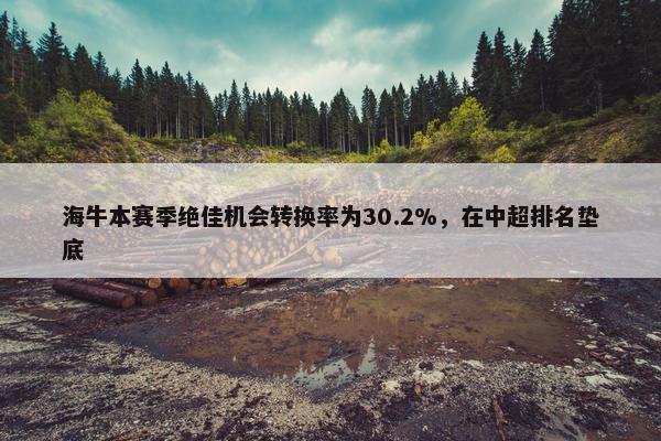 海牛本赛季绝佳机会转换率为30.2%，在中超排名垫底