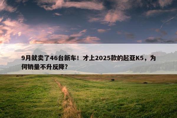 9月就卖了46台新车！才上2025款的起亚K5，为何销量不升反降？