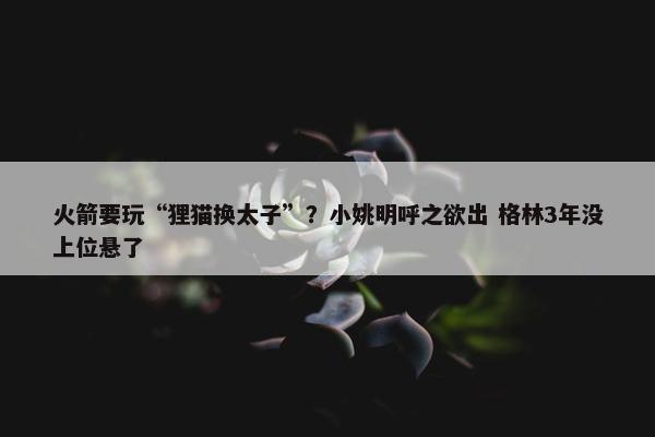 火箭要玩“狸猫换太子”？小姚明呼之欲出 格林3年没上位悬了