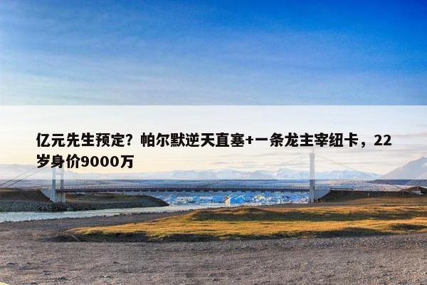 亿元先生预定？帕尔默逆天直塞+一条龙主宰纽卡，22岁身价9000万