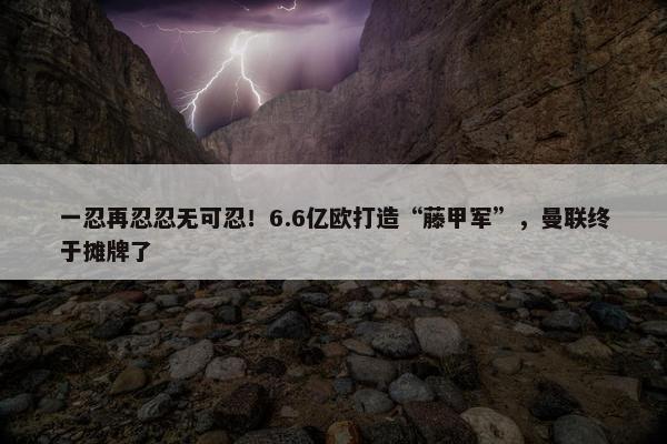 一忍再忍忍无可忍！6.6亿欧打造“藤甲军”，曼联终于摊牌了