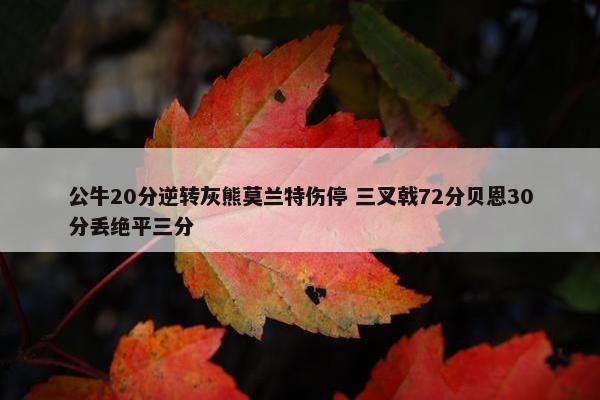 公牛20分逆转灰熊莫兰特伤停 三叉戟72分贝恩30分丢绝平三分