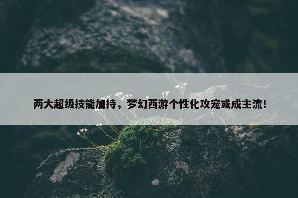 两大超级技能加持，梦幻西游个性化攻宠或成主流！