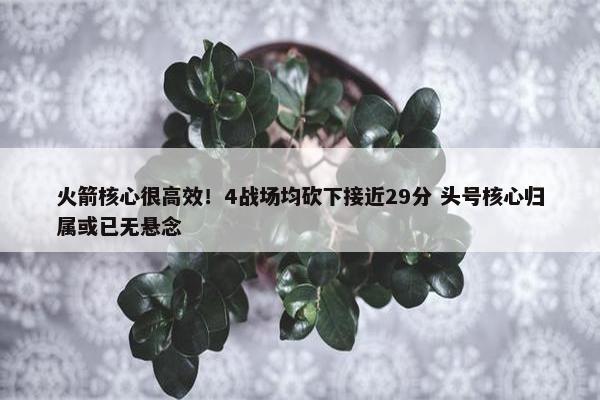 火箭核心很高效！4战场均砍下接近29分 头号核心归属或已无悬念