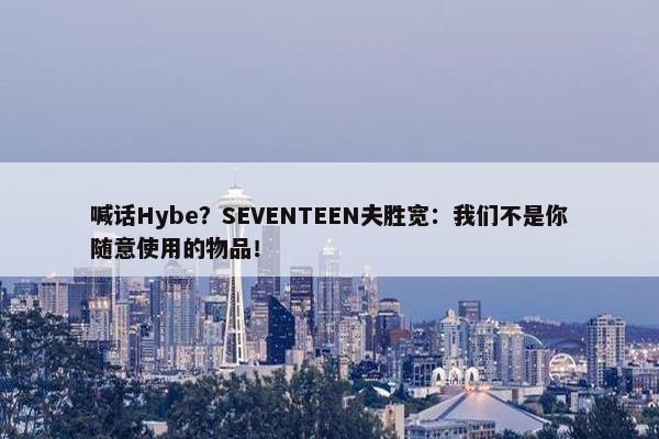 喊话Hybe？SEVENTEEN夫胜宽：我们不是你随意使用的物品！