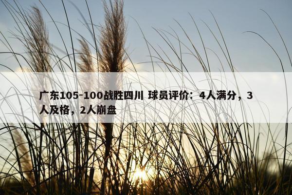 广东105-100战胜四川 球员评价：4人满分，3人及格，2人崩盘