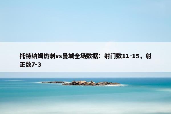 托特纳姆热刺vs曼城全场数据：射门数11-15，射正数7-3