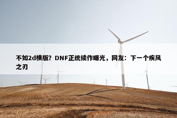 不如2d横版？DNF正统续作曝光，网友：下一个疾风之刃