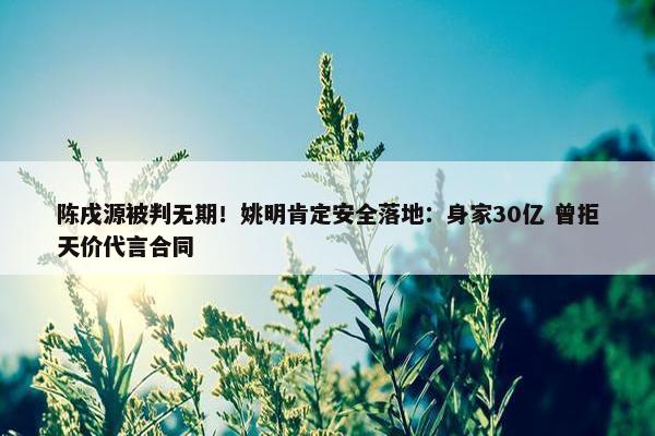 陈戌源被判无期！姚明肯定安全落地：身家30亿 曾拒天价代言合同