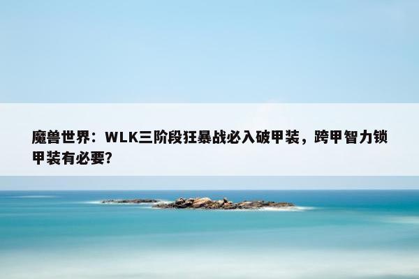 魔兽世界：WLK三阶段狂暴战必入破甲装，跨甲智力锁甲装有必要？