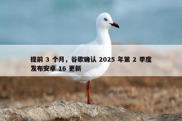 提前 3 个月，谷歌确认 2025 年第 2 季度发布安卓 16 更新