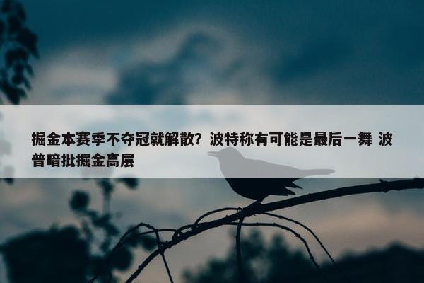 掘金本赛季不夺冠就解散？波特称有可能是最后一舞 波普暗批掘金高层