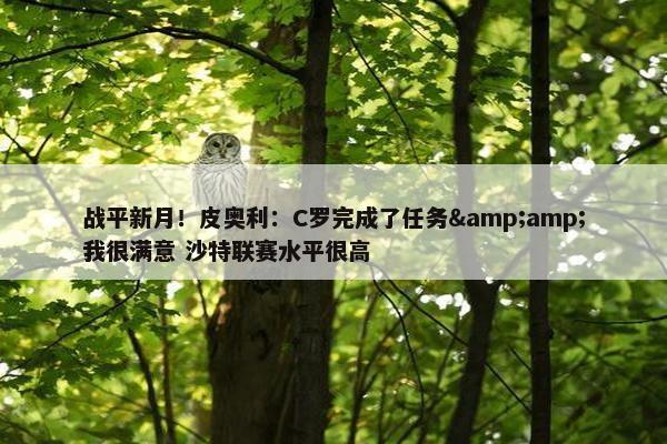 战平新月！皮奥利：C罗完成了任务&amp;我很满意 沙特联赛水平很高