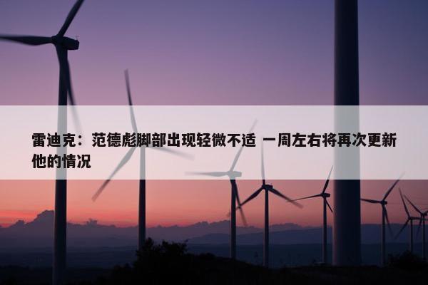 雷迪克：范德彪脚部出现轻微不适 一周左右将再次更新他的情况