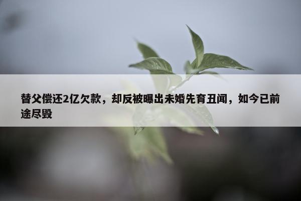 替父偿还2亿欠款，却反被曝出未婚先育丑闻，如今已前途尽毁