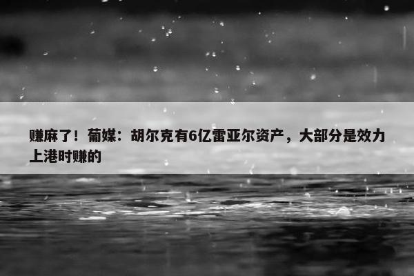 赚麻了！葡媒：胡尔克有6亿雷亚尔资产，大部分是效力上港时赚的