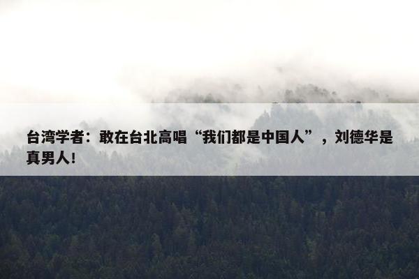 台湾学者：敢在台北高唱“我们都是中国人”，刘德华是真男人！