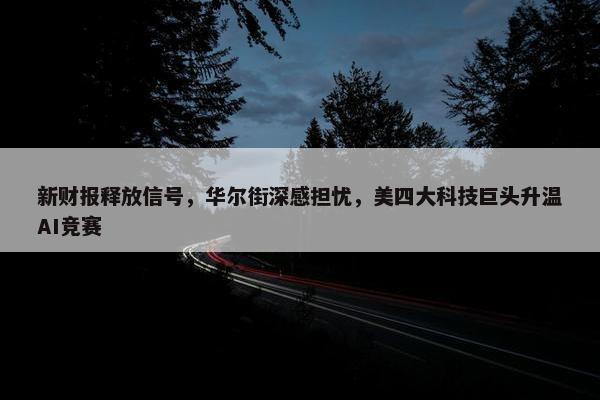 新财报释放信号，华尔街深感担忧，美四大科技巨头升温AI竞赛