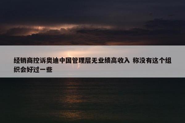 经销商控诉奥迪中国管理层无业绩高收入 称没有这个组织会好过一些