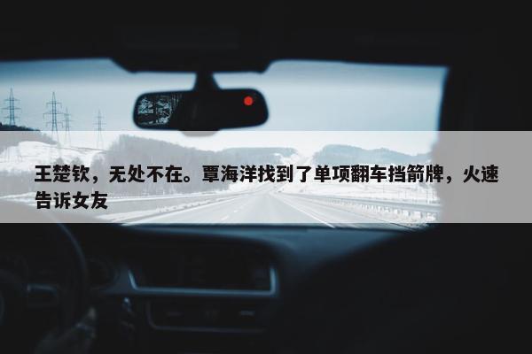 王楚钦，无处不在。覃海洋找到了单项翻车挡箭牌，火速告诉女友