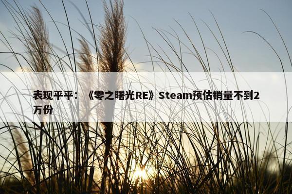 表现平平：《零之曙光RE》Steam预估销量不到2万份