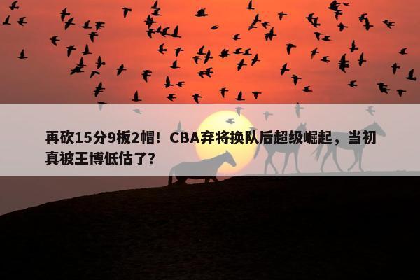 再砍15分9板2帽！CBA弃将换队后超级崛起，当初真被王博低估了？